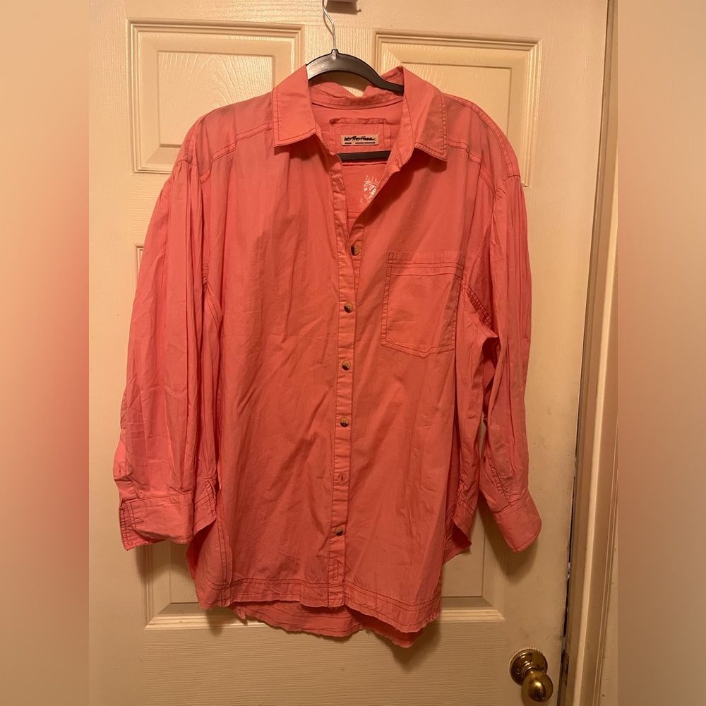 Free People Happy Hour Oversized Poplin Button-Up Shirt size Medium NWOT